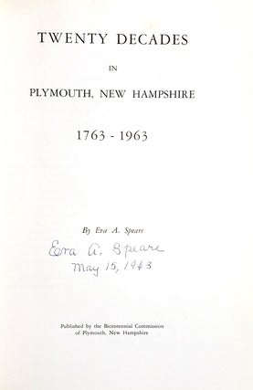 Twenty Decades in Plymouth, New Hampshire: 1763-1963
