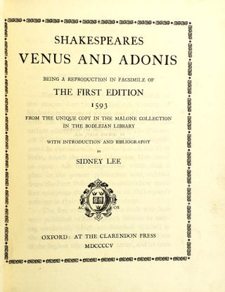 Shakespeare's Venus and Adonis,The Rape of Lucrece, The Passionate Pilgrim, Sonnets, Pericles
