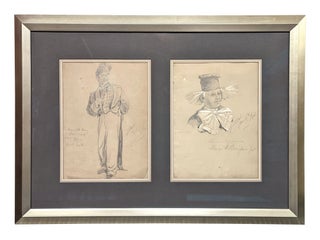 Item #11547 [Original Art] Two original chalk sketches of different costume designs: "The Dodger"...