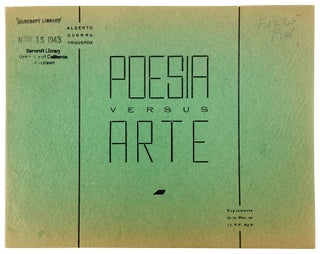 Item #12555 Poesia Versus Arte. Alberto Guerra Trigueros