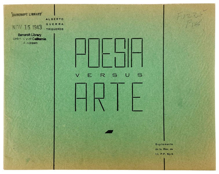 Item #12555 Poesia Versus Arte. Alberto Guerra Trigueros.