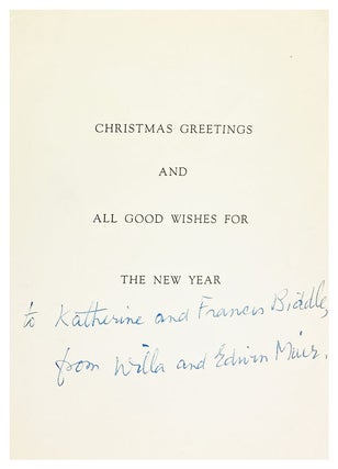 Collected Poems, 1921-1951 [With Christmas card inscribed and signed by Edwin and Willa Muir to Katherine Garrison Chapin] [Front free endpaper inscribed and signed by Katherine Garrison Chapin]
