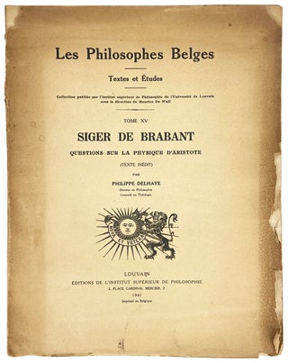 Item #14351 Questions sur la Physique d'Aristote (Texte Inédit) [Les Philosophies Belges: Textes...