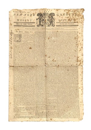 Item #14511 New-York Gazette; Or, The Weekly Post-Boy. Monday, February 15, 1768. Number 1311....