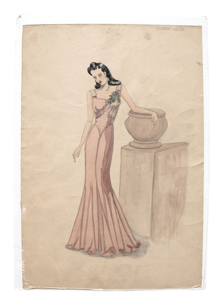 Item #14713 Archive of Original Pencil Drawings and Watercolors, 1941-1945. Fashion, Gladys Warren, World War II.