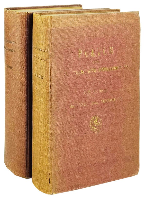 Item #14716 Platon [Bd. I: Leben und Werke; Bd. II: Beilagen und Textkritik]. Plato, Ulrich von Wilamowitz-Moellendorff.