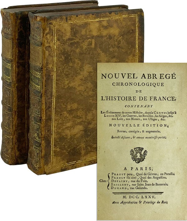 Item #20792 Nouvel Abrege Chronologique de l'Histoire de France [Vols. I and III only]. Endpapers, attr Charles-Louis-François Henault.