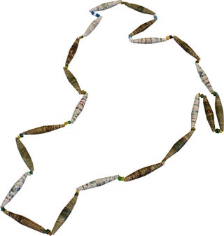 Item #21085 Original Necklace of Wallpaper and Glass Beads Made by Convalescing World War I...