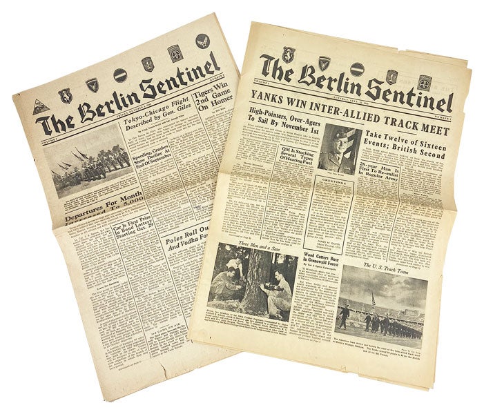 Item #26146 The Berlin Sentinel Volume I, Number 1: Tuesday Sept. 25, 1945 & Number 2: Friday October 5, 1945 [Two volume set]. World War II, United States Armed Forces.