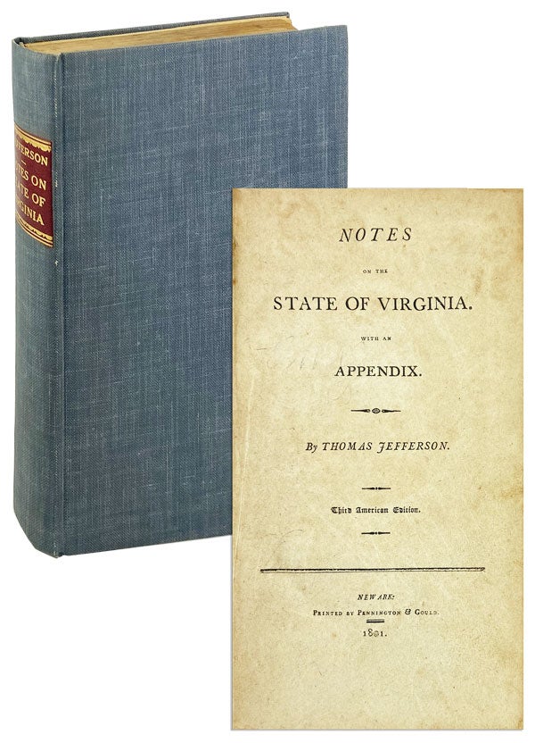 Item #26193 Notes on the State of Virginia, with an Appendix. Thomas Jefferson.