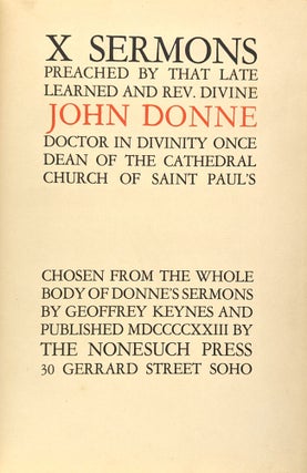 X Sermons Preached by That Late Learned and Rev. Divine John Donne, Doctor in Divinity, Once Dean of the Cathedral Church of Saint Paul’s