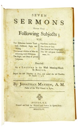 Item #26381 Seven Sermons Upon the following subjects; viz. The difference betwixt truth and...