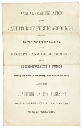 Item #26920 Annual Communication of the Auditor of Public Accounts Containing a Synopsis of the...