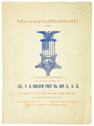 Item #26922 Memorial Sabbath Programme of Exercises by Col. P.B. Housum Post No. 309 G.A.R....