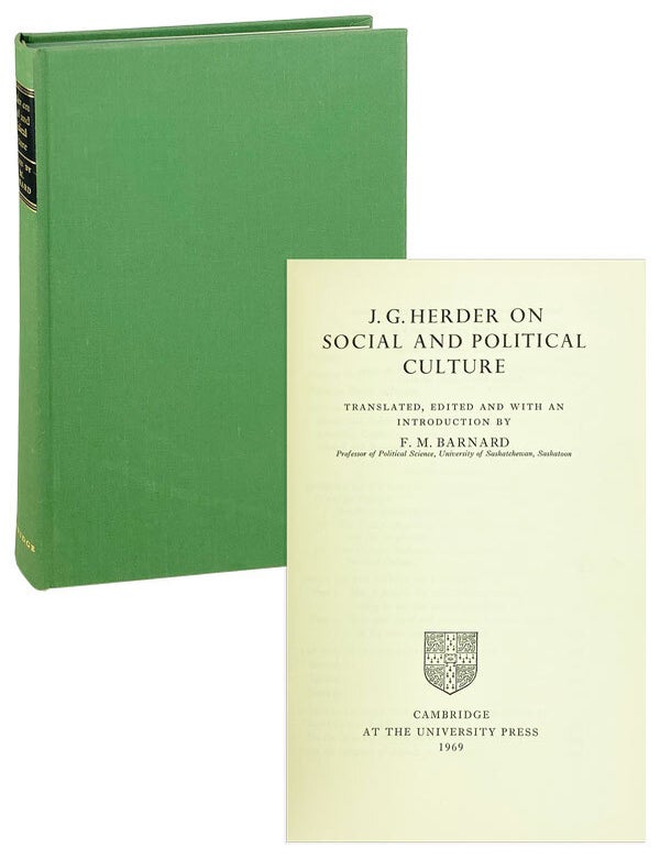 Item #27023 J.G. Herder on Social and Political Culture. J G. Herder, F M. Barnard, trans.