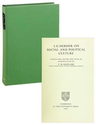 Item #27023 J.G. Herder on Social and Political Culture. J G. Herder, F M. Barnard, trans
