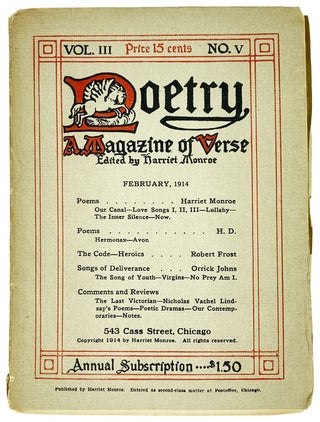 Item #27523 Poetry: A Magazine of Verse. February 1914: Vol III, No. V [including Hermonax and...