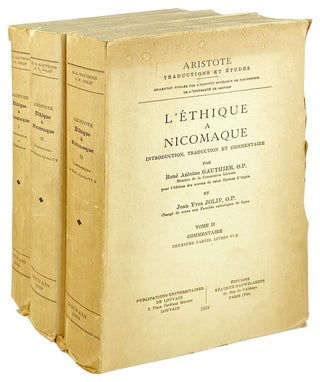 Item #27617 L'Ethique a Nicomaque [Three Volume Set]. Aristote, Rene Antoine Gauthier, Jean Yves...