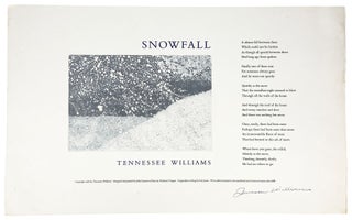 Item #28142 [Broadside] Snowfall [Signed]. Tennessee Williams, Liza Jones