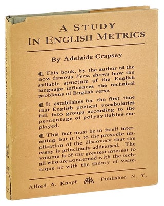 Item #28175 A Study in English Metrics. Adelaide Crapsey