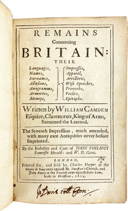 Item #28305 Remains Concerning Britain: Their Languages, Names, Surnames, Allusions, Anagramms,...