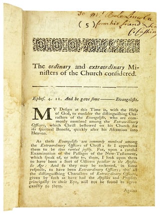 Some Distinguishing Characters of the Extraordinary and Ordinary Ministers of the Church of Christ, Briefly Considered, in Two Discourses delivered at the publick lectures, in Harvard-College, November 12th and 19th. 1754. After the Reverend Mr. Whitefield's preaching at Cambridge