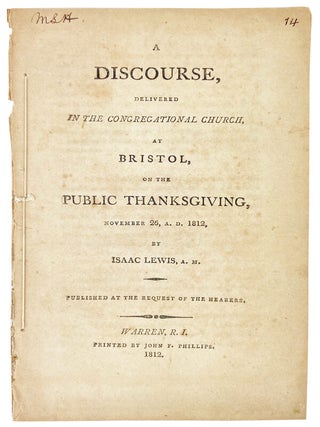 Item #29439 A Discourse, Delivered in the Congregational Church at Bristol, on the Public...