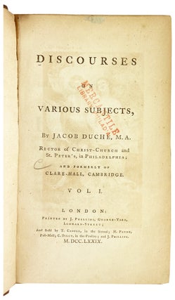 Item #29540 Discourses on Various Subjects. Jacob Duche, Benjamin West, frontispieces