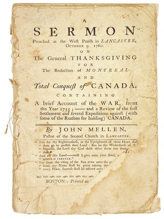 Item #29606 A Sermon Preached at the West Parish in Lancaster, October 9. 1760. On the General...