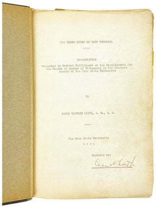 [Doctoral Thesis Draft] The Negro Miner in West Virginia: Dissertation