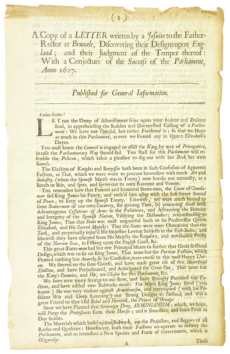 A Copy of a Letter written by a Jesuite to the Father-Rector at ...