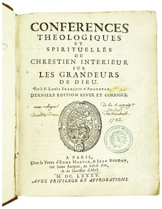 Item #31054 Conferences Theologiques et Spirituelles du Chrestien Interieur Sur Les Grandeurs de...
