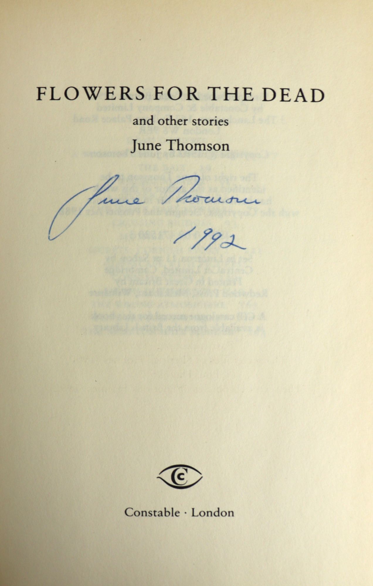 Flowers for the Dead and Other Stories Signed | June Thomson