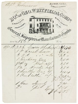 Item #31948 Original Pictorial Receipt accomplished in manuscript to the Barbados General Goods...