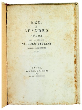 Item #32531 Ero, e Leandro: Poema. Niccolo Viviani, Giambattista Bodoni, printer
