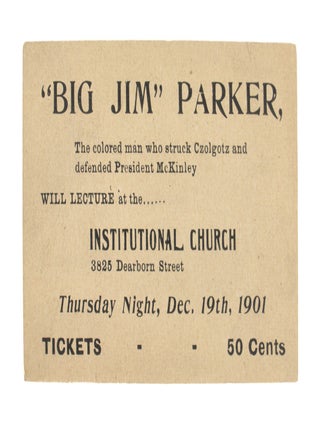 Two Pieces of Ephemera relating to the man who took down McKinley's assassin, including a ticket to an early lecture and a cabinet card