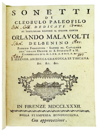 Item #32640 Sonetti di Cleobulo Paleofilo. Cleobulo Paleofilo, pseud