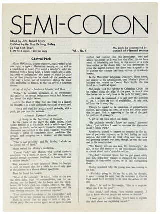 Item #43952 Semi-Colon, Vol. I, no. 5. John Bernard Myers, ed