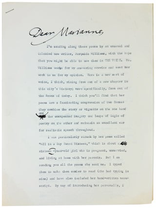 Item #44121 Two-Page Typed Letter Signed from Tom Wolfe regarding a promising young poet with...