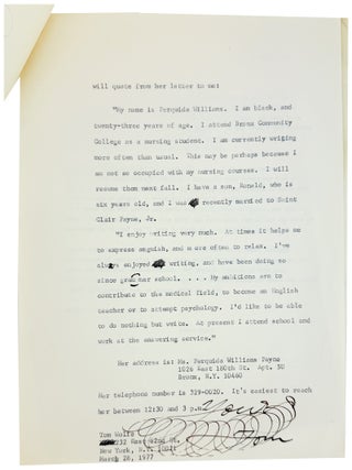 Two-Page Typed Letter Signed from Tom Wolfe regarding a promising young poet with Oppenheimer's One-Page carbon copy response