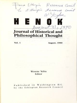 Henok: Journal of Historical and Philosophical Thought, Vol. 1
