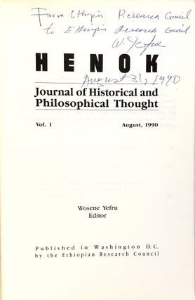 Henok: Journal of Historical and Philosophical Thought, Vol. 1