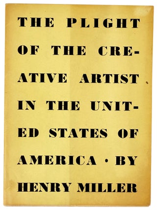 Item #45739 The Plight of the Creative Artist in the United States of America [Limited Edition,...