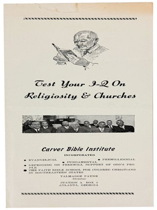 Item #46061 Test Your I-Q on Religiosity & Churches. Carver Bible Institute