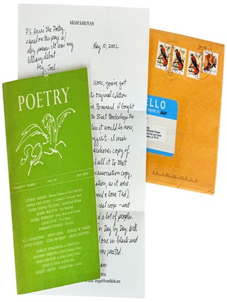 Item #46691 Poetry, Vol. 104, no. 1, April, 1964 [Signed by Saroyan with Autograph Letter Signed...