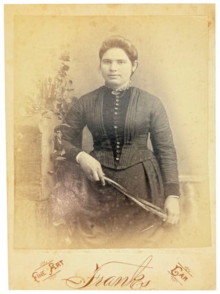 Item #46913 Original Cabinet Card of a Young Woman Holding a Riding Whip. Frank's Fine Art Car,...