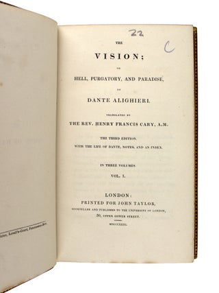 The Vision; or Hell, Purgatory, and Paradise [John Taylor Coleridge's Copy] [Three Volume Set]