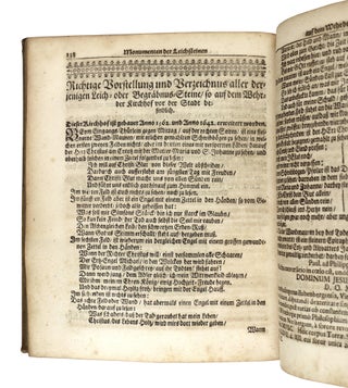 Norischer Christen Freydhöfe Gedächtnis. Das ist: Richtige Vorstellung und Verzeichnis aller derjenigen Monumenten/ Epitaphien und Grabschrifften/ welche auf und in denen/ zur der H. freyen Reichsstadt Nürnberg gehörigen/ dreyen Kirchhöfen S. Johannis/ Rochi und der Vorstadt Wehrd/ wie auch derselben Kirchen und Capellen/ so wol in Metall oder Messing/ als auch im Stein eingehauen/ oder auf Holtz und aufgehengten Fahnen gemahlet/ befindlich. Mit sonderbarem Fleiß zusammen getragen und mitgetheilet von einem curieusen Liebhaber