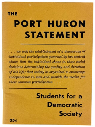 Item #47438 The Port Huron Statement. The Dude, Students for a. Democratic Society