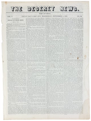 Item #47751 The Deseret News: Truth and Liberty, Vol. V., No 26 - Wednesday, September 5, 1855....